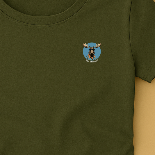 T-shirt ronde hals dames met grote print op achterkant / Not amoosed