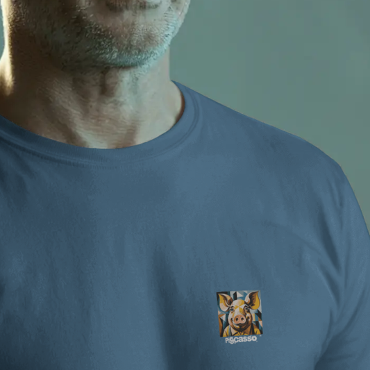 T-shirt ronde hals met grote print op achterkant / Pigcasso