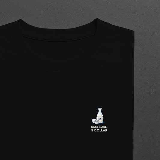 T-shirt ronde hals met grote print op achterkant / Sake sake, 5 dollar