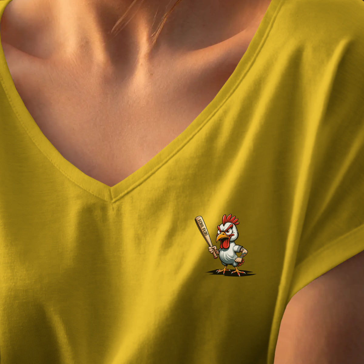 T-shirt dames V-hals - Fowl play
