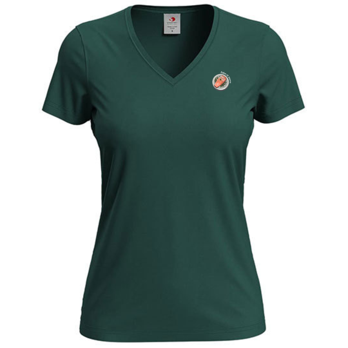 T-shirt dames V-hals met print / Zalm ni worre