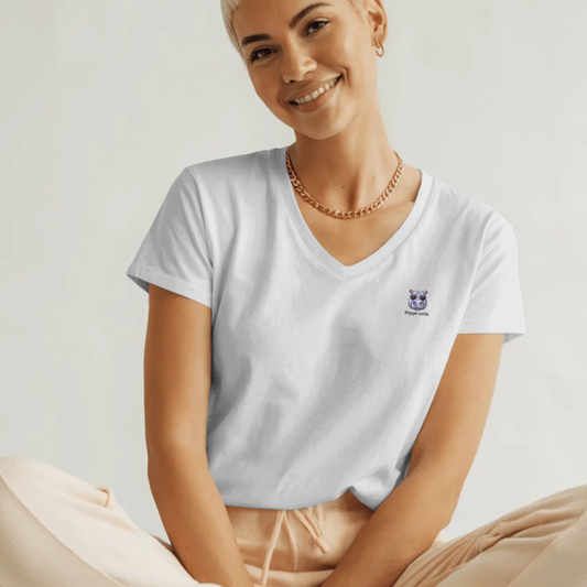 T-shirt dames V-hals - Hippo-crite