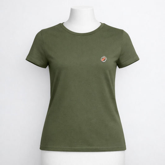 T-shirt dames ronde hals - Zalm ni worre