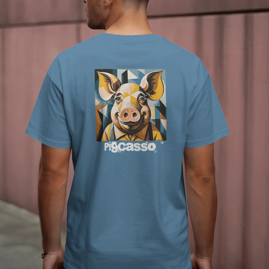 T-shirt ronde hals met grote print op achterkant / Pigcasso