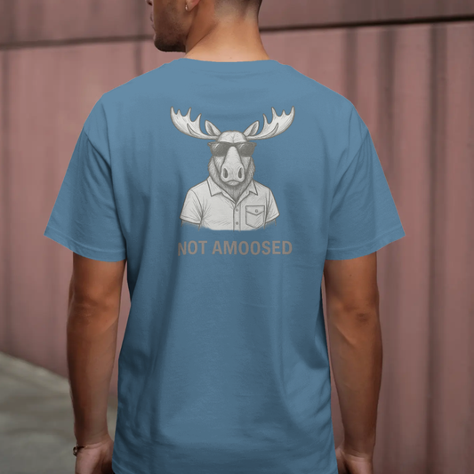 T-shirt ronde hals met grote print op achterkant / Not amoosed