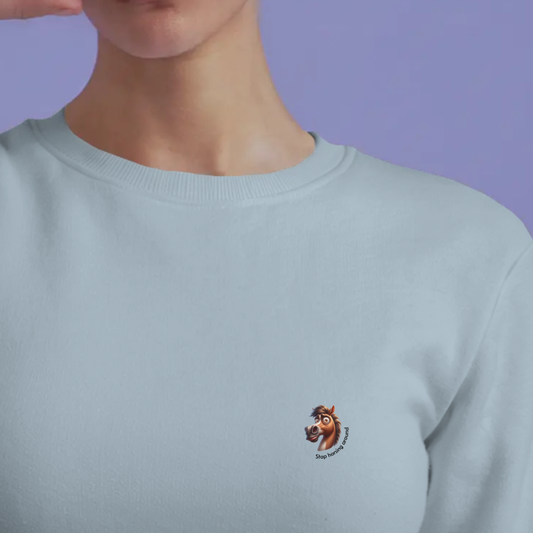 Sweater dames met print / Stop horsing around (head)