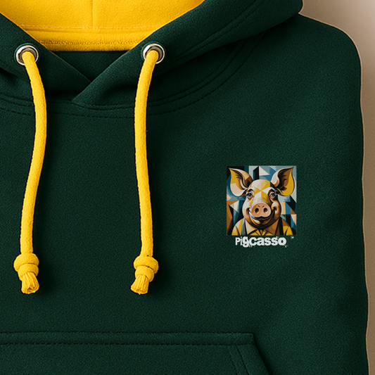 Hoodie multicolor unisex met grote print op achterkant / Pigcasso