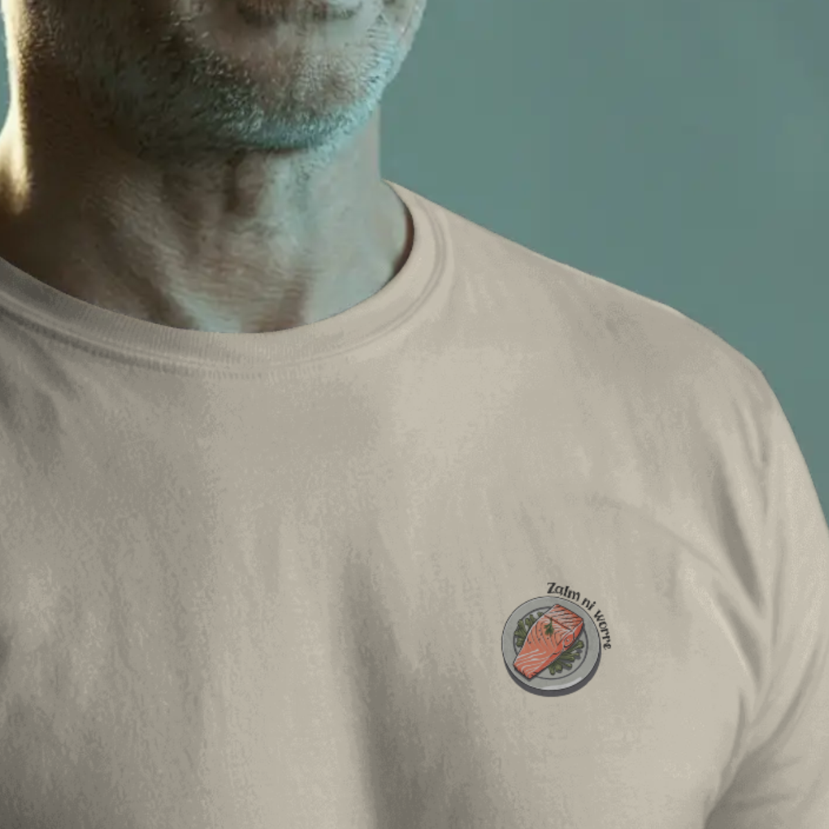 T-shirt heren - Zalm ni worre