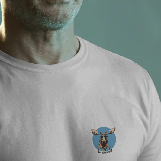 T-shirt heren ronde hals met print / Not amoosed