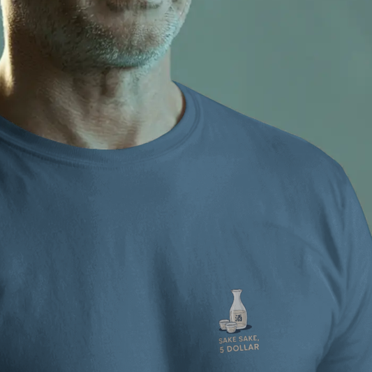 T-shirt heren ronde hals met print / Sake sake, 5 dollar