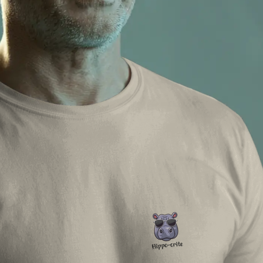 T-shirt heren ronde hals met print / hippo-crite