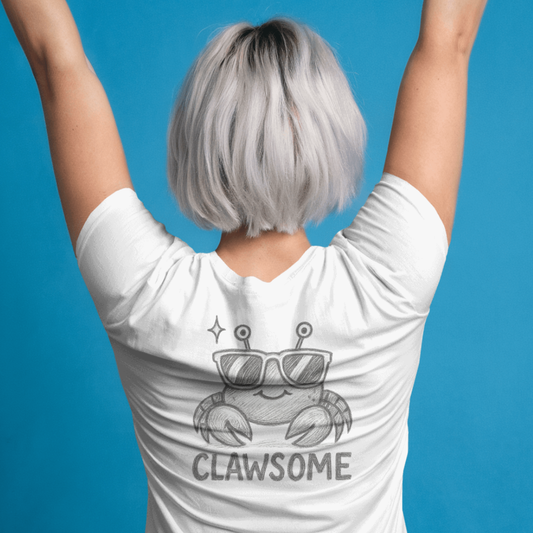 T-shirt ronde hals dames met grote print op achterkant / Clawsome cute
