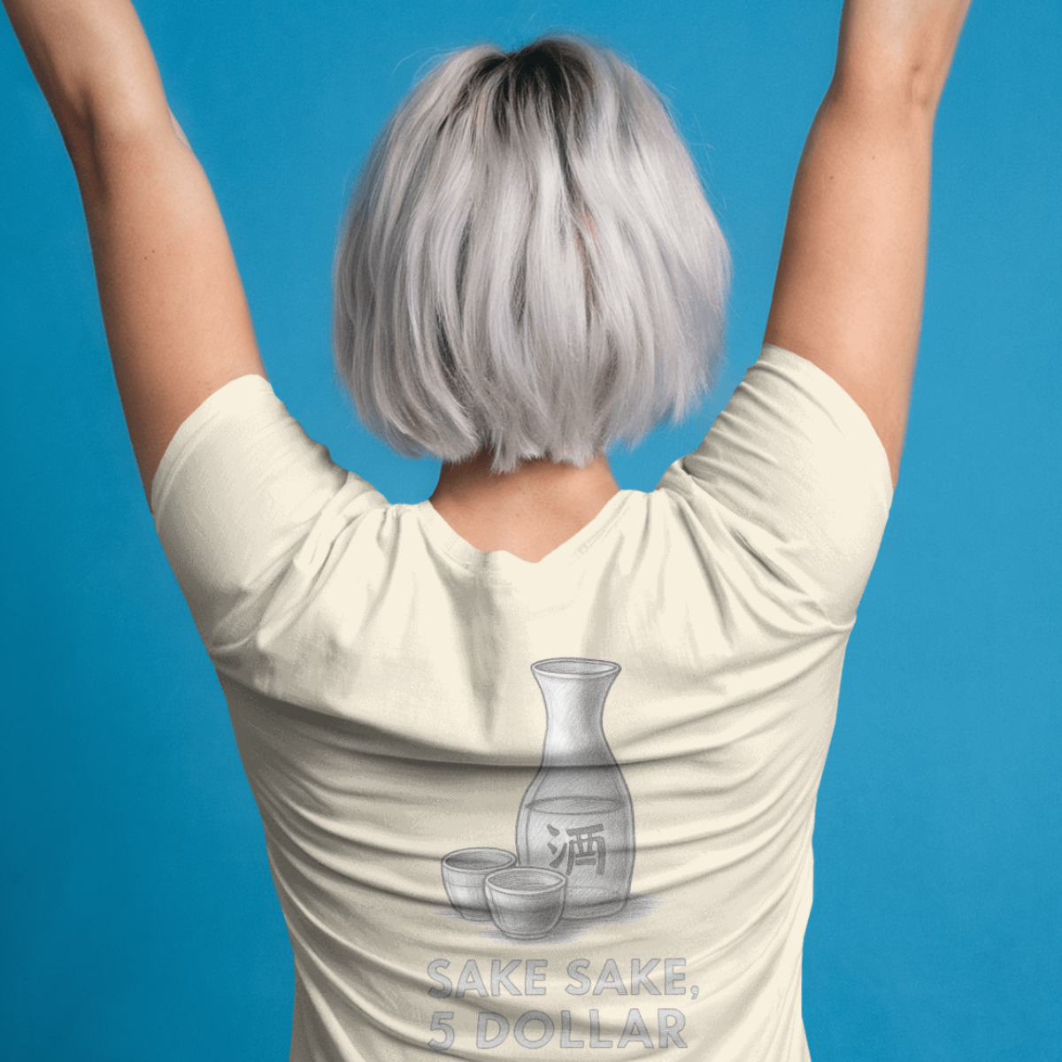 T-shirt dames ronde hals - Sake sake, 5 dollar