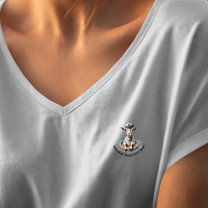T-shirt dames V-hals - Whatever floats your goat
