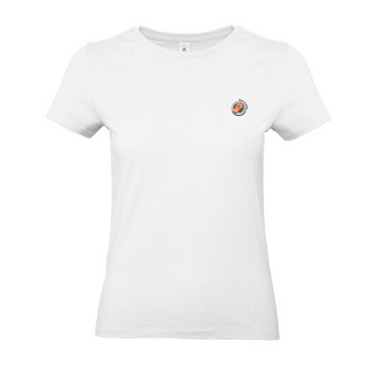 T-shirt ronde hals met print dames / Zalm ni worre