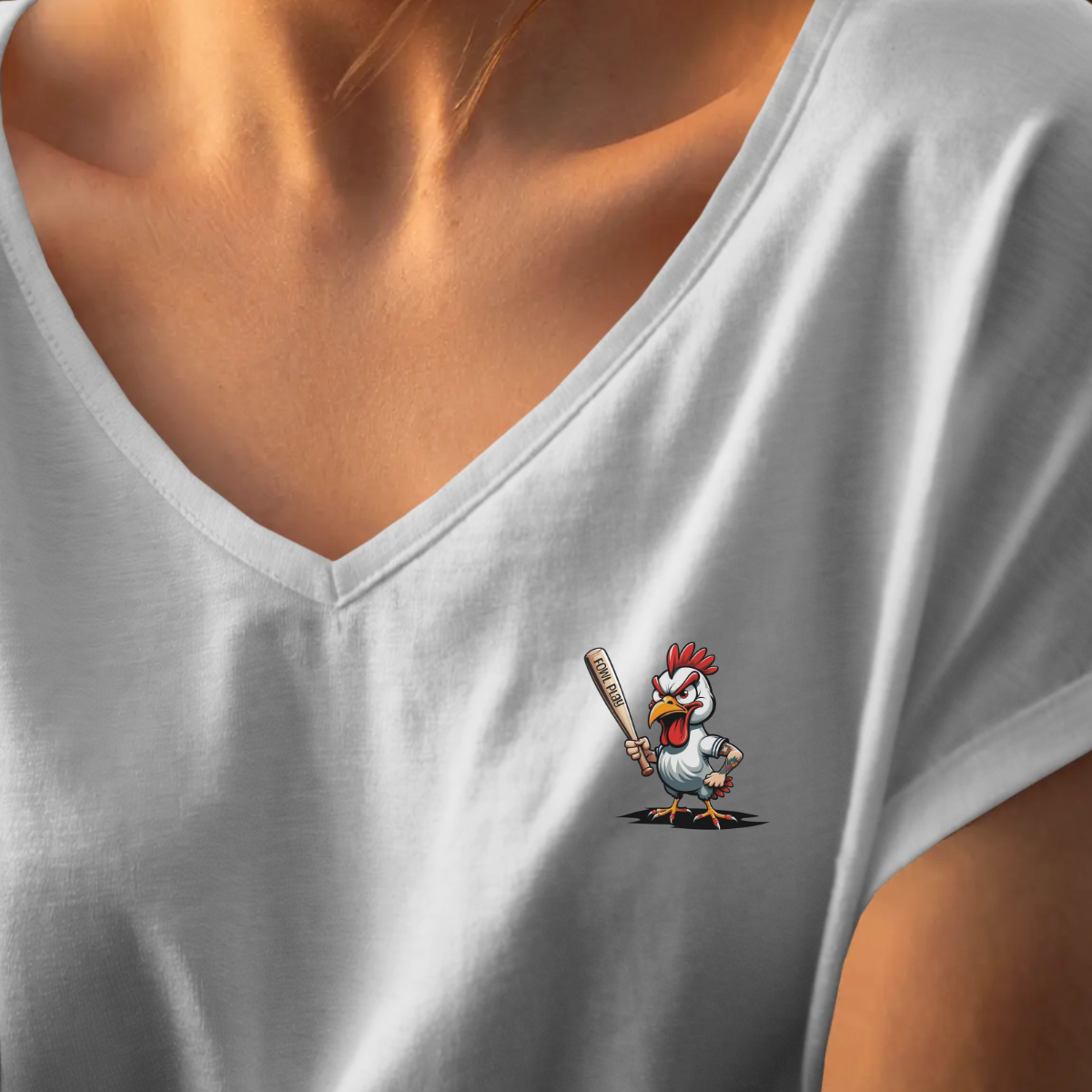 T-shirt dames V-hals - Fowl play