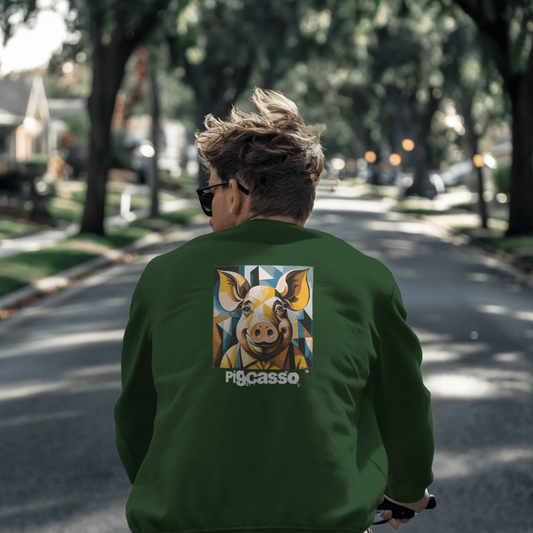 Sweater met grote print op achterkant / Pigcasso