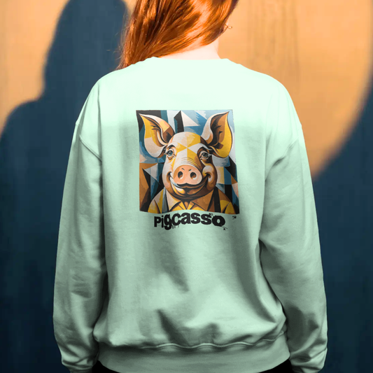 Sweater met grote print op achterkant / Pigcasso