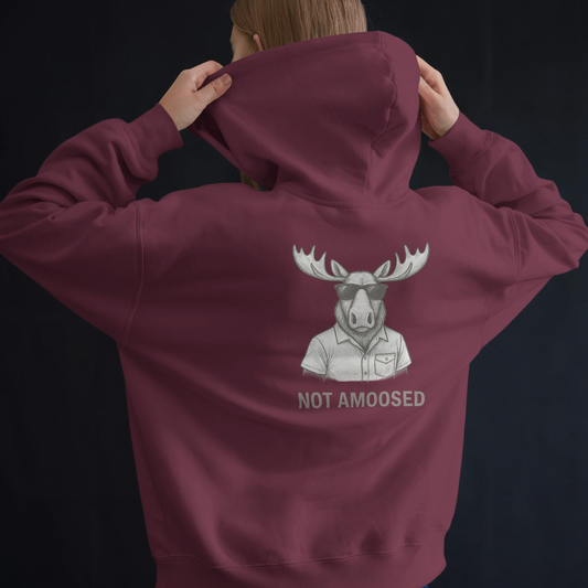 Hoodie multicolor unisex met grote print op achterkant / Not amoosed