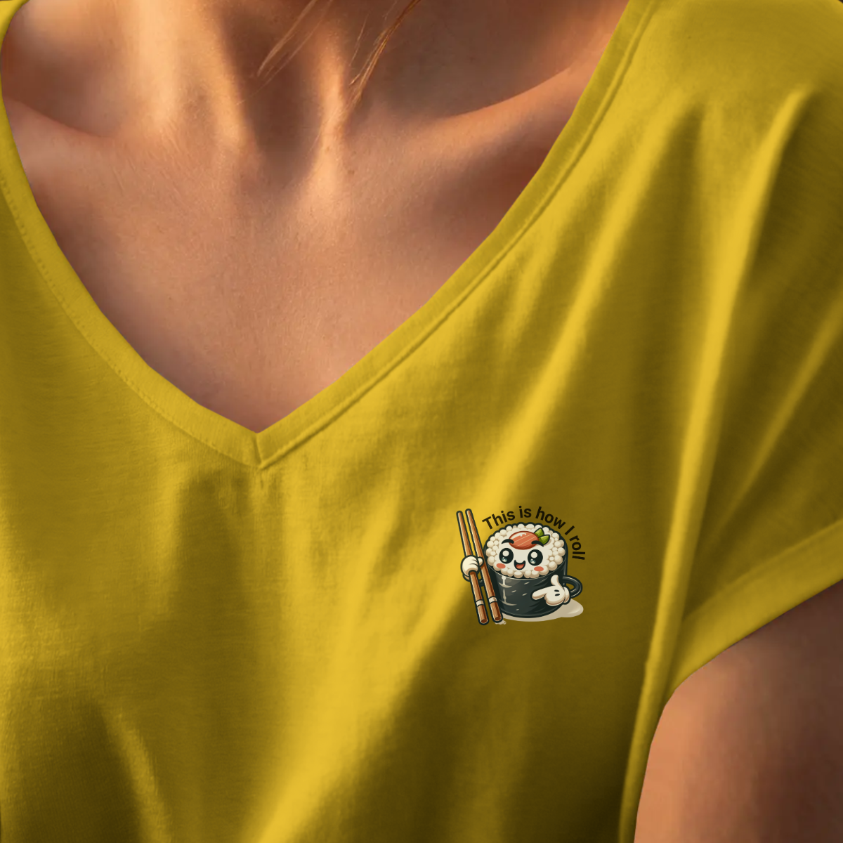 T-shirt dames V-hals - This is how I roll