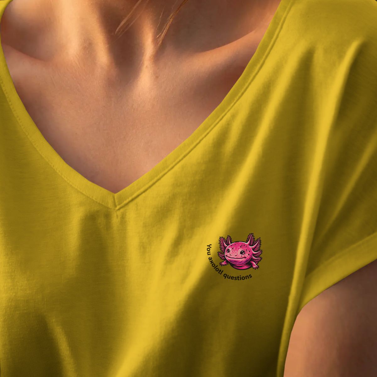 T-shirt dames V-hals - You axolotl questions
