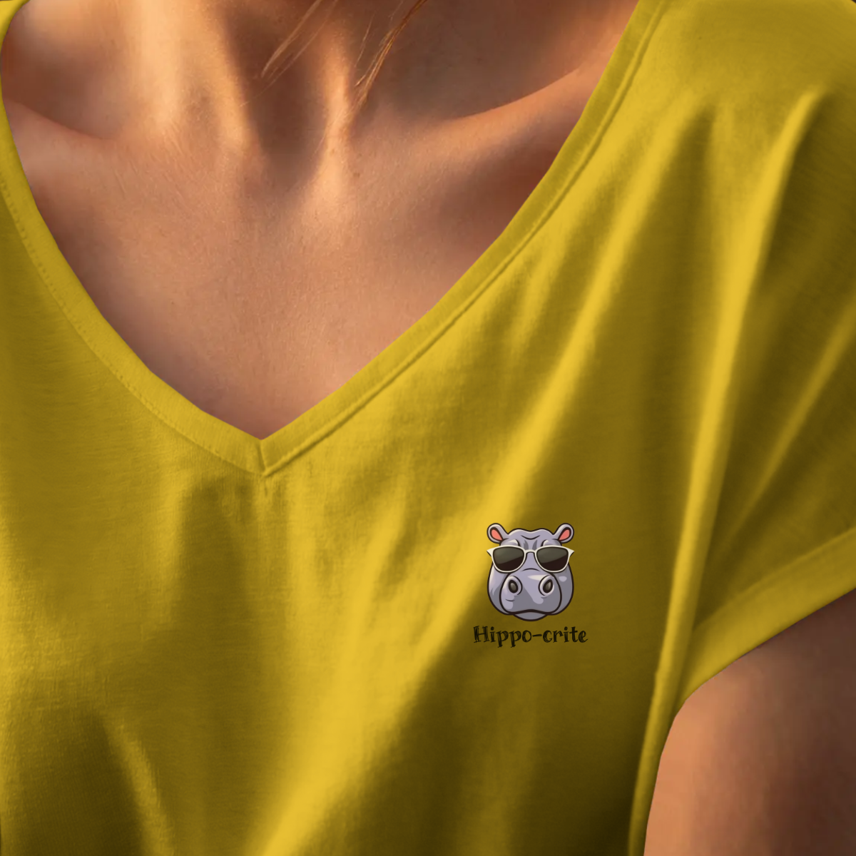 T-shirt dames V-hals - Hippo-crite