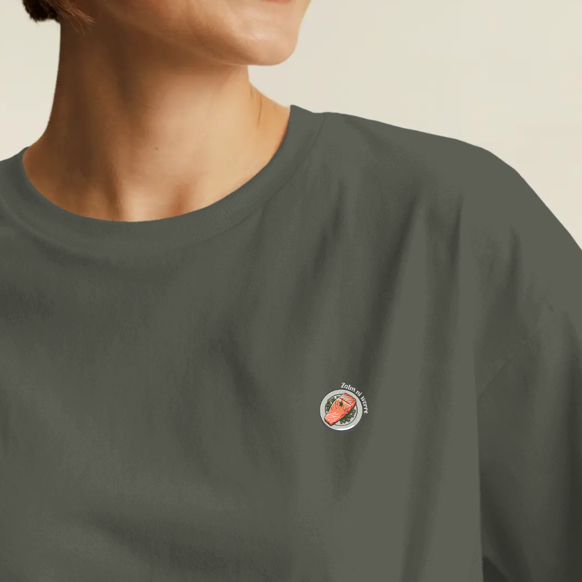 T-shirt dames ronde hals - Zalm ni worre