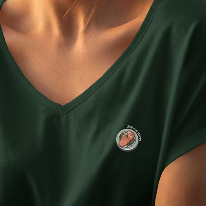 T-shirt dames V-hals - Zalm ni worre