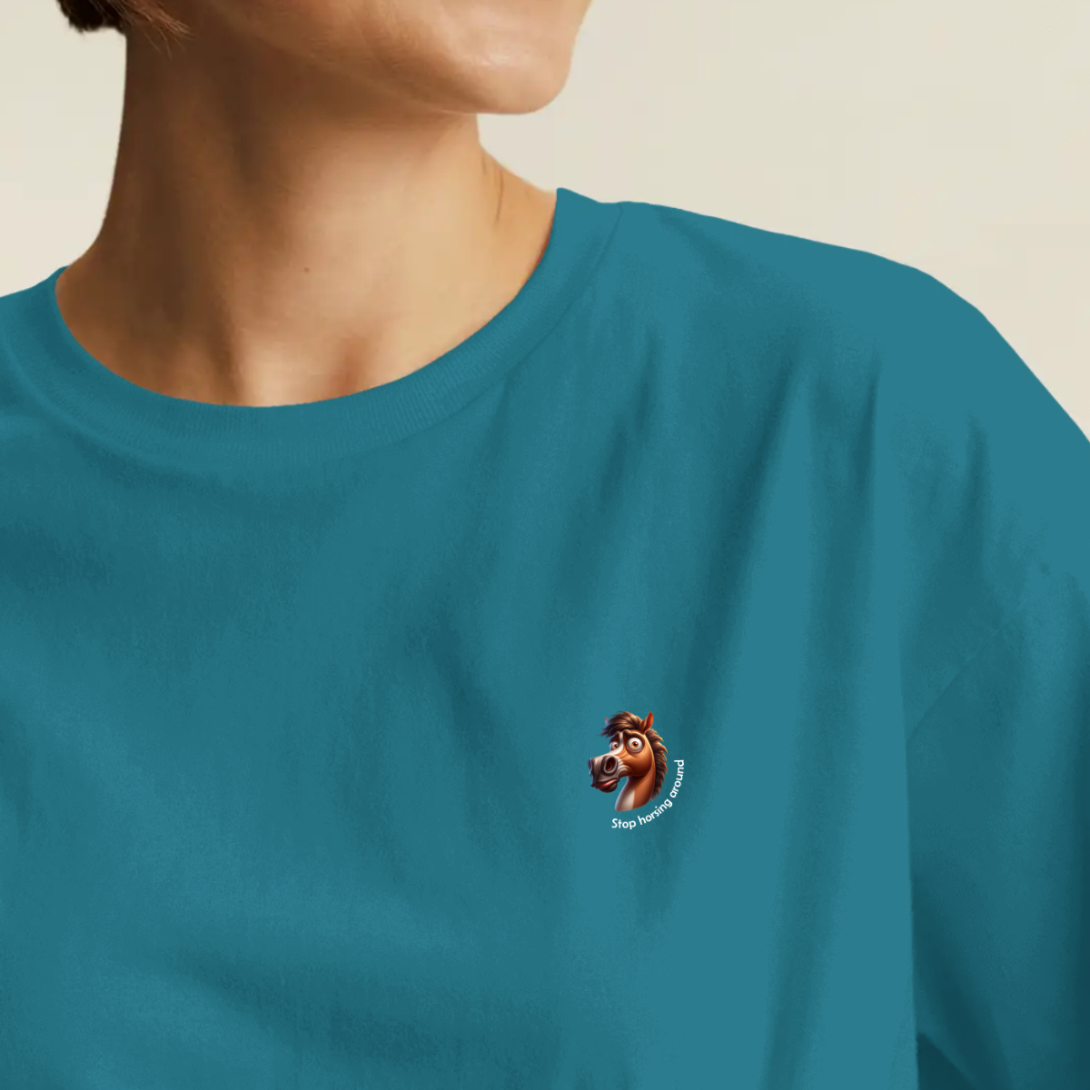 T-shirt dames ronde hals - Stop horsing around (head)
