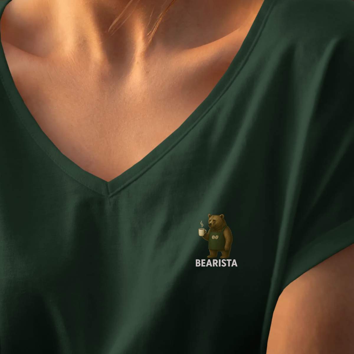 T-shirt dames V-hals - Bearista