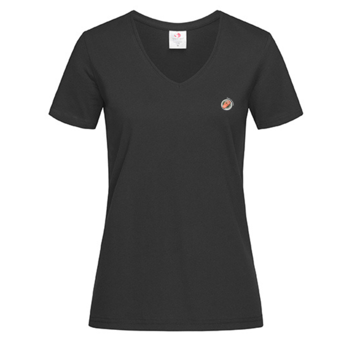 T-shirt dames V-hals met print / Zalm ni worre