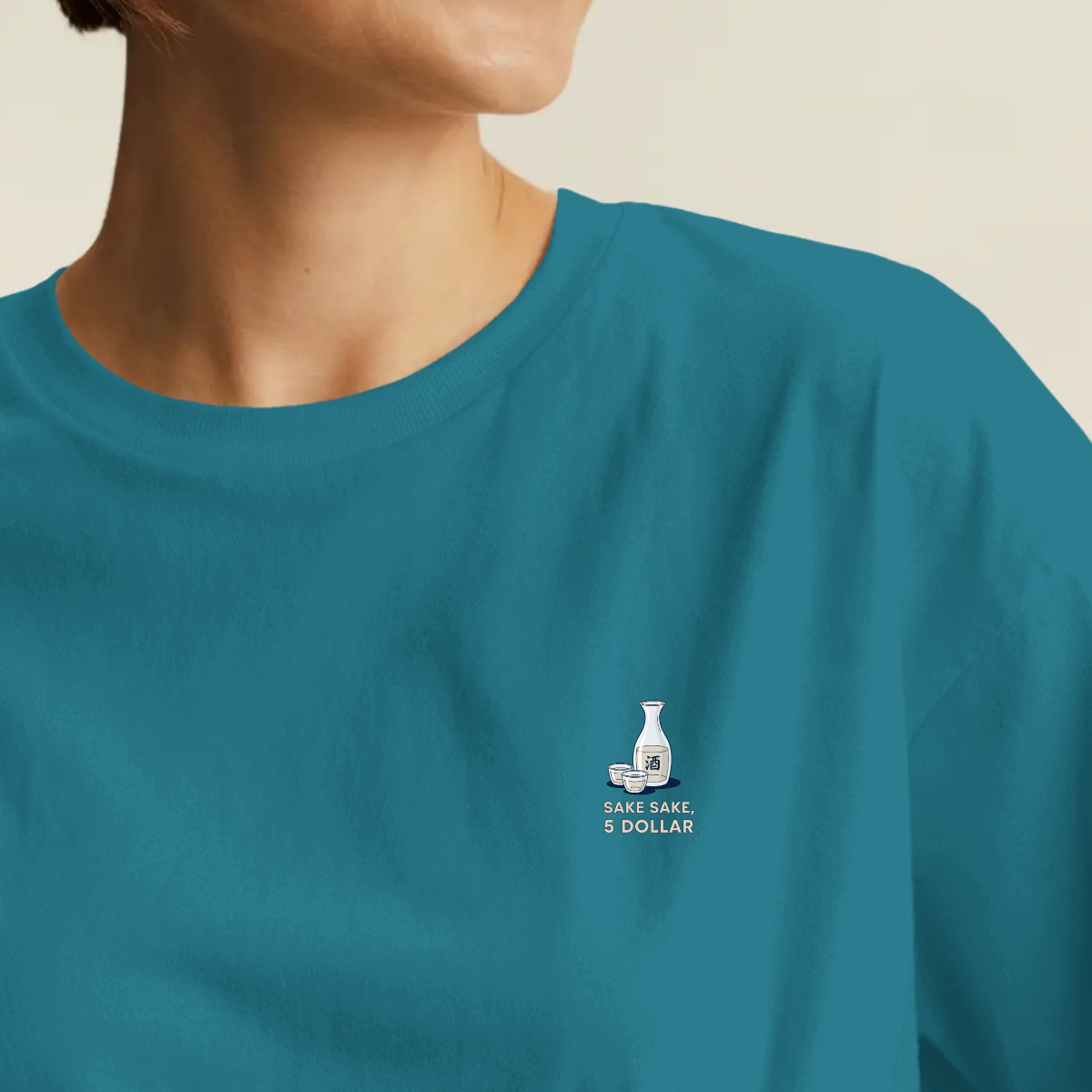 T-shirt dames ronde hals - Sake sake, 5 dollar