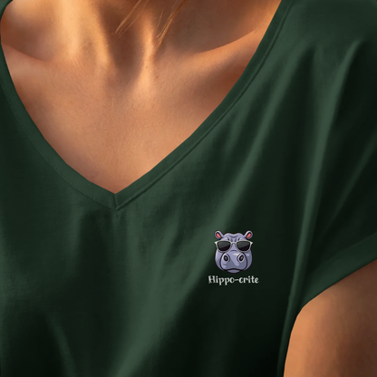 T-shirt dames V-hals - Hippo-crite