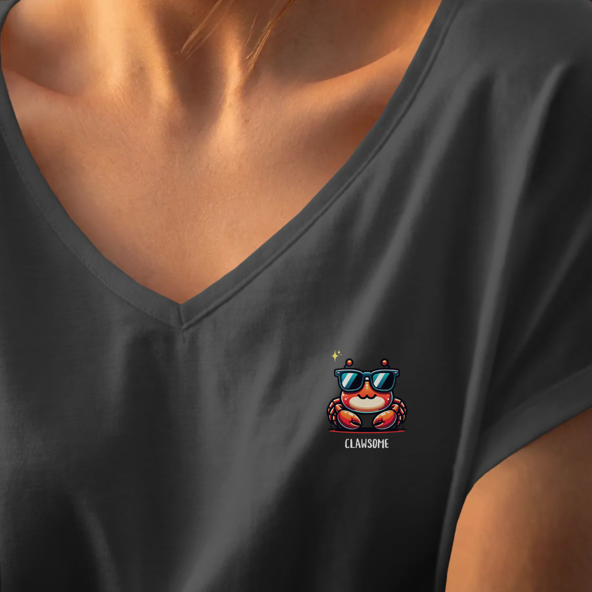 T-shirt dames V-hals - Clawsome cute