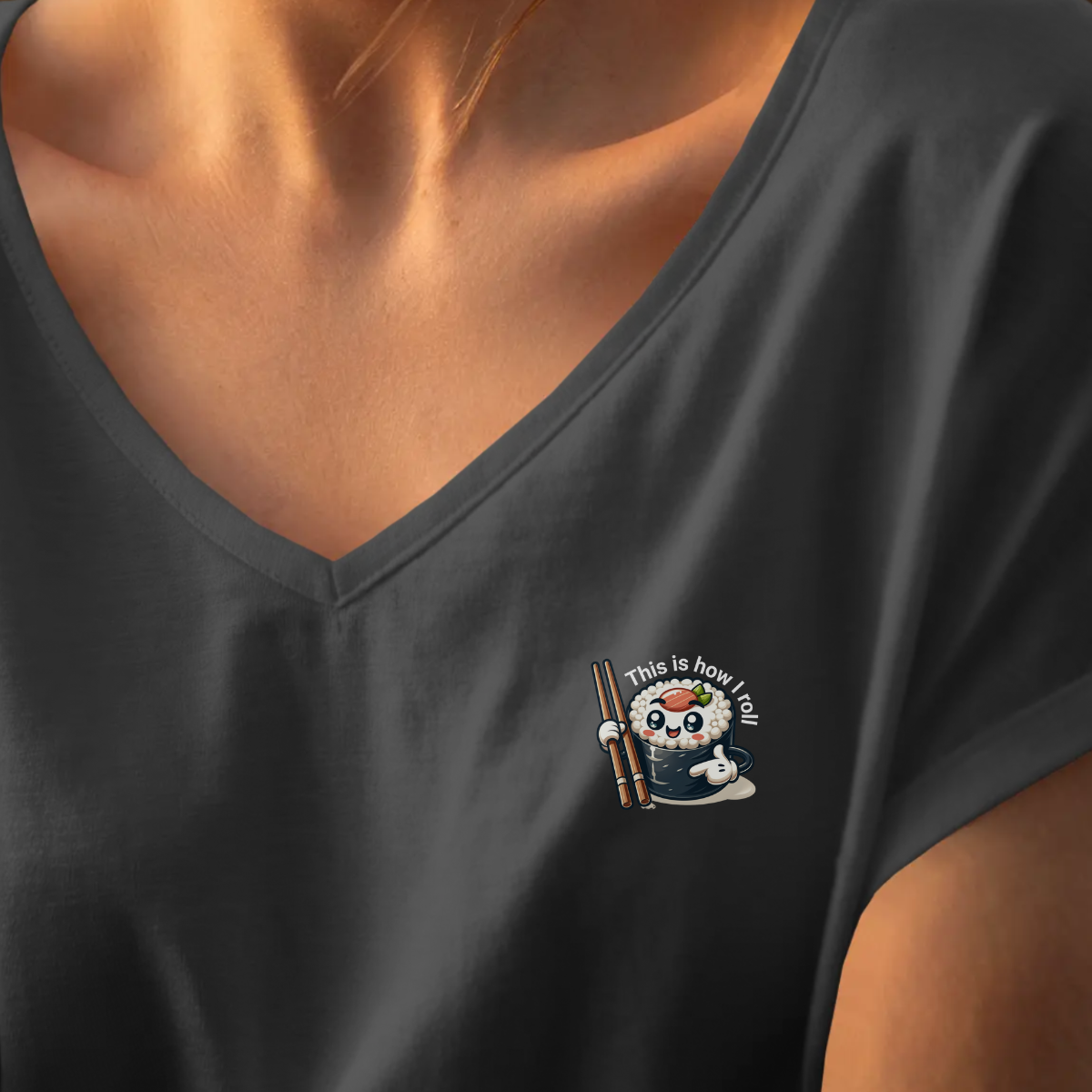 T-shirt dames V-hals - This is how I roll