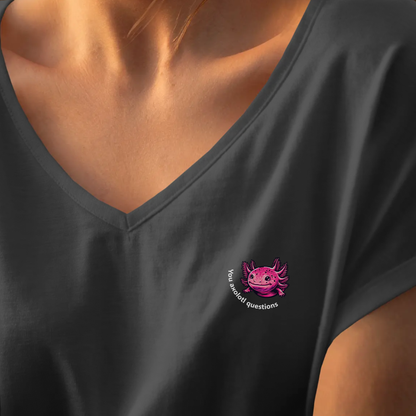 T-shirt dames V-hals - You axolotl questions