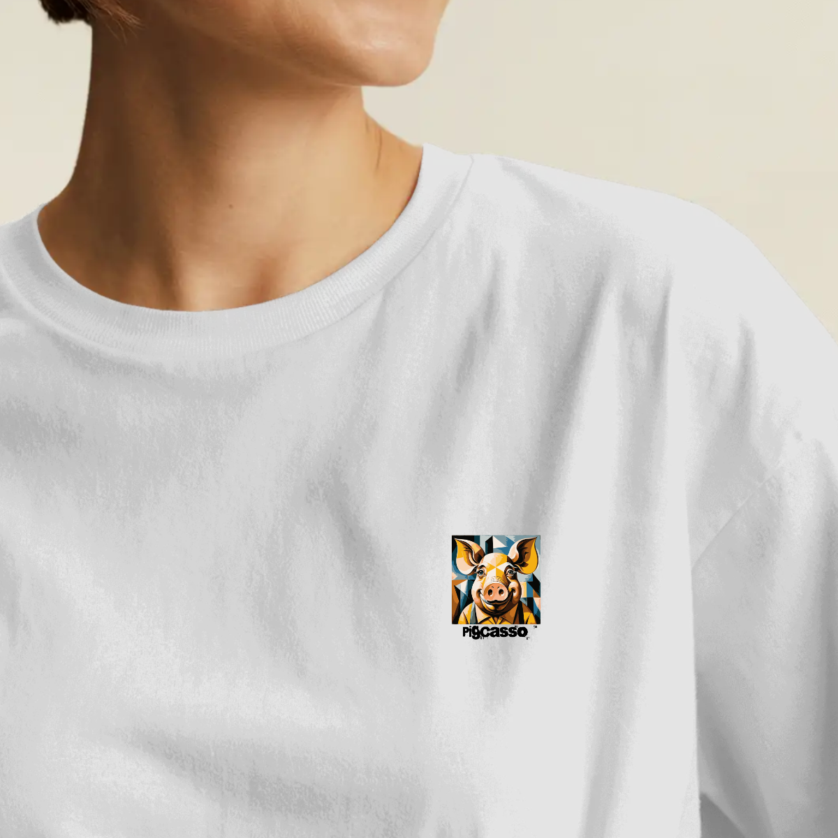 T-shirt dames ronde hals - Pigcasso