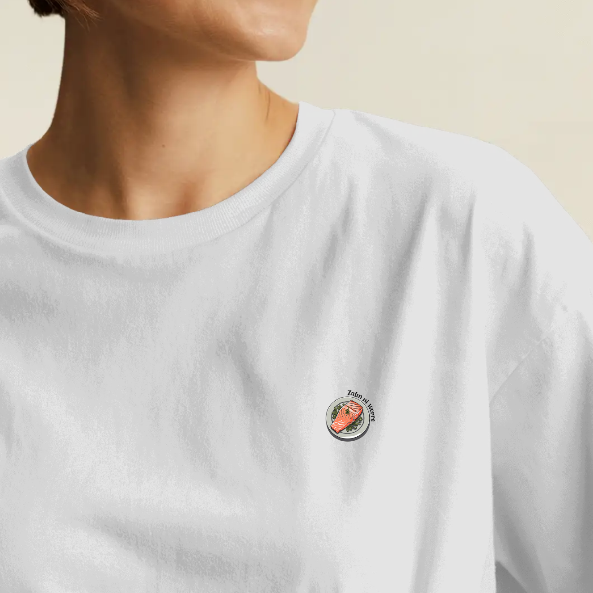 T-shirt dames ronde hals - Zalm ni worre