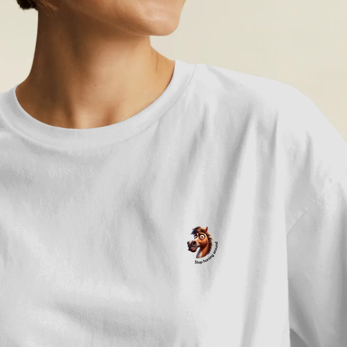 T-shirt dames ronde hals - Stop horsing around (head)