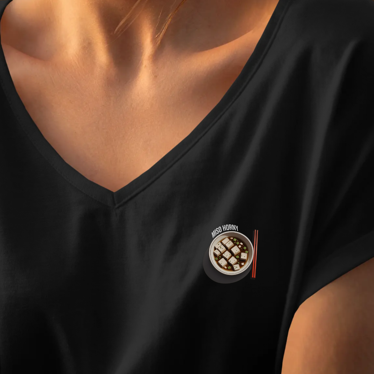 T-shirt dames V-hals - Miso horny