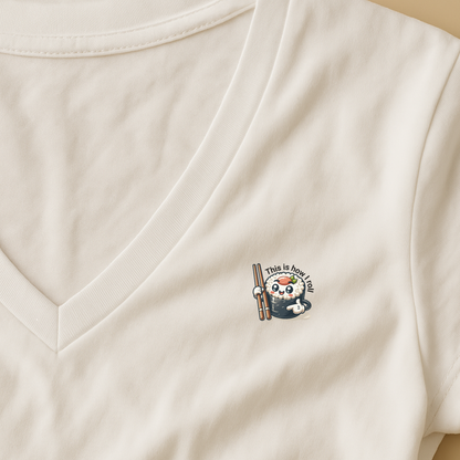 T-shirt dames V-hals met print / This is how I roll