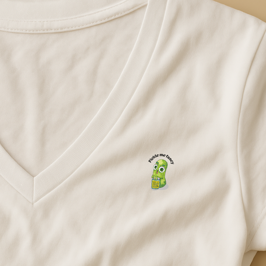 T-shirt dames V-hals met print / Pickle me fancy