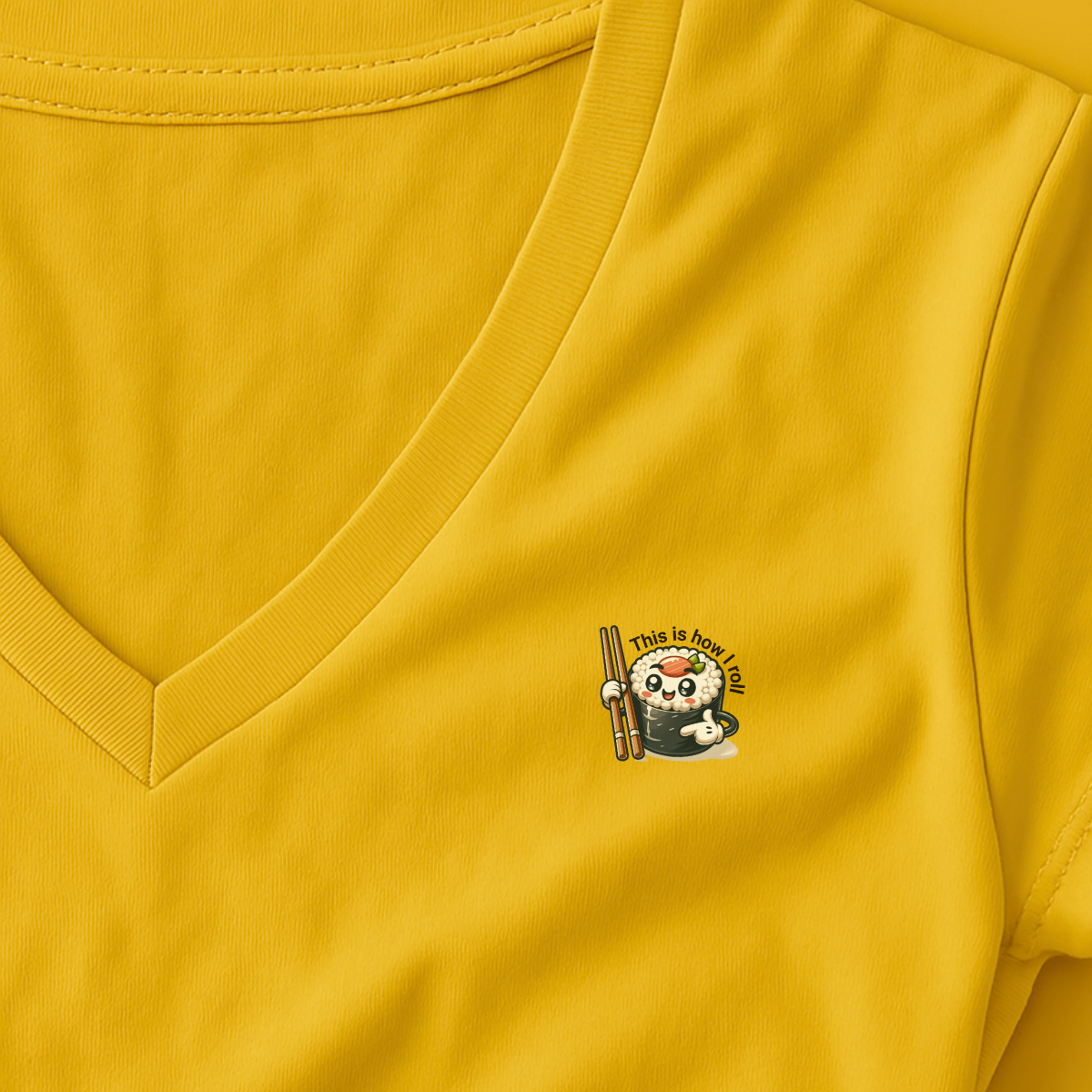 T-shirt dames V-hals met print / This is how I roll