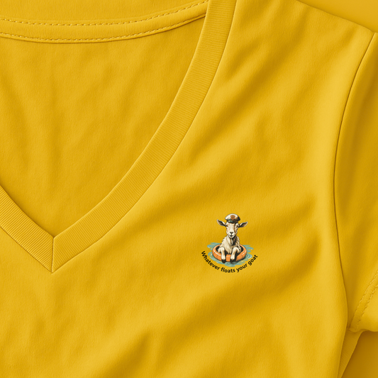 T-shirt dames V-hals met print / Whatever floats your goat