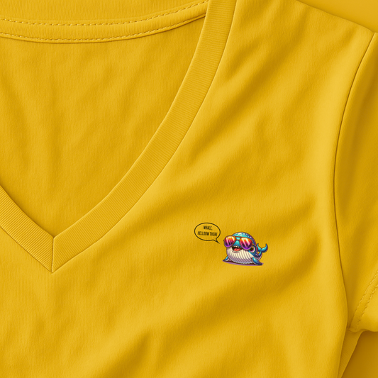 T-shirt dames V-hals met print / Whale, helloow there