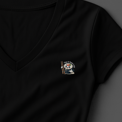 T-shirt dames V-hals met print / This is how I roll