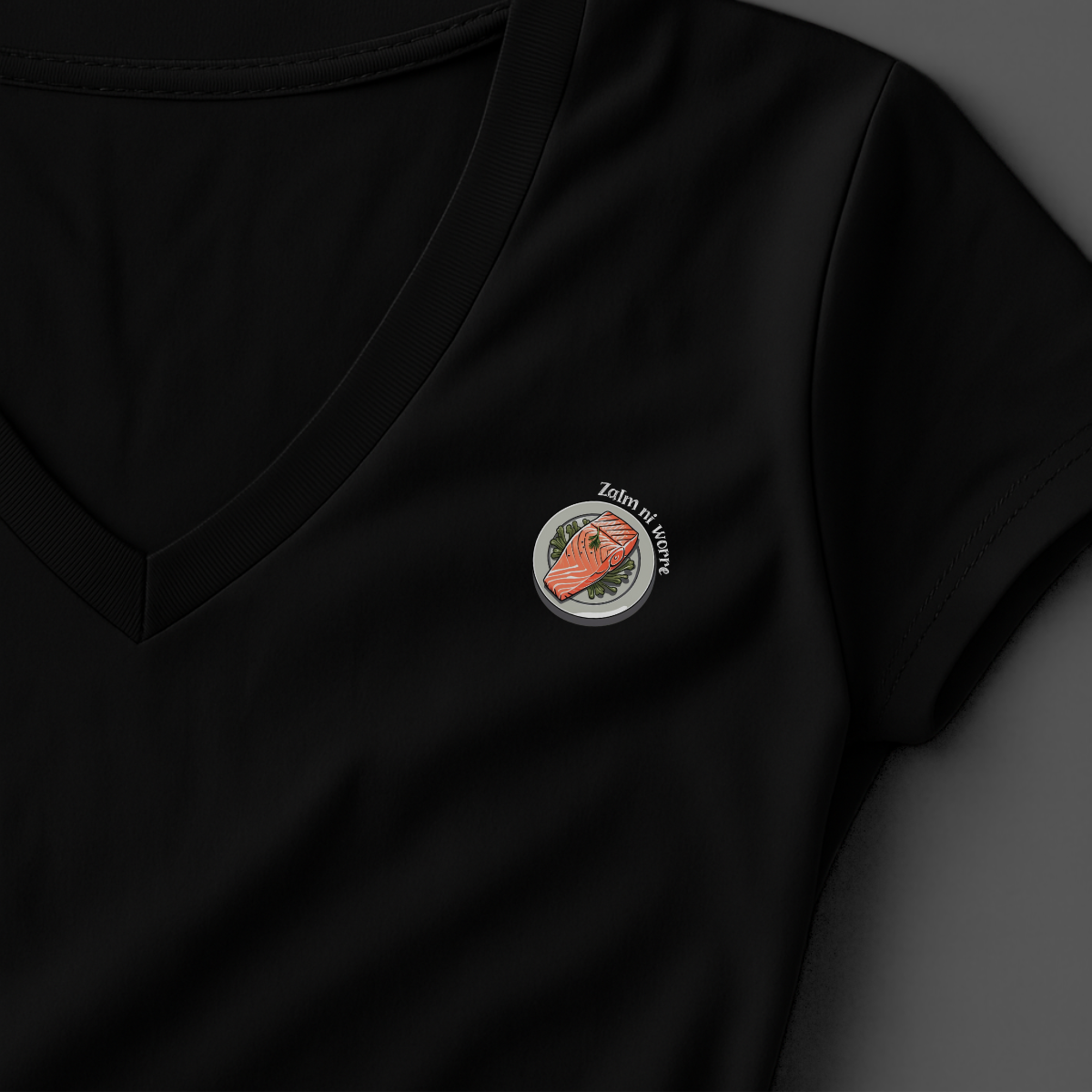 T-shirt dames V-hals met print / Zalm ni worre