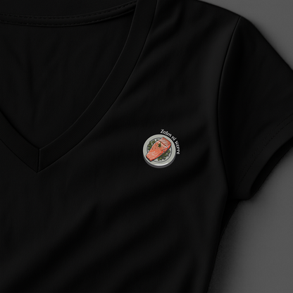 T-shirt dames V-hals met print / Zalm ni worre