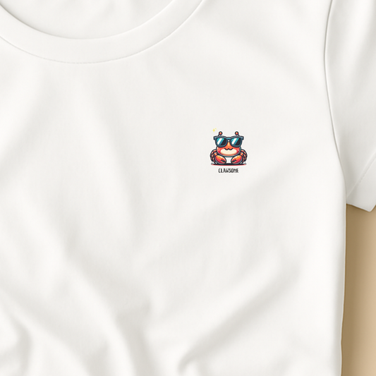 T-shirt ronde hals dames met grote print op achterkant / Clawsome cute