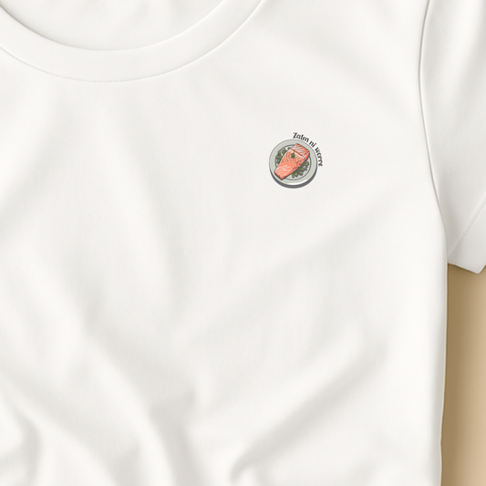 T-shirt ronde hals met print dames / Zalm ni worre